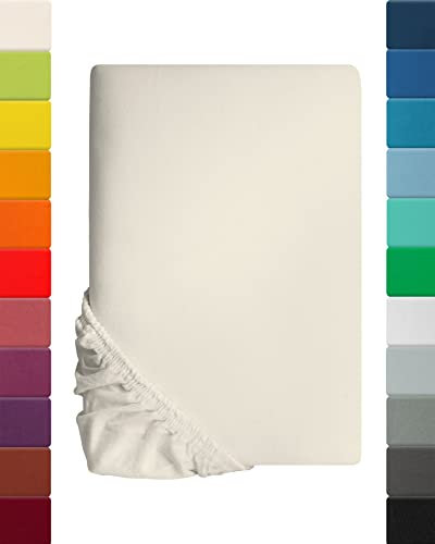 Lavea Spannbettlaken 60x130cm-70x140 - aus atmungsaktiver Baumwolle - Passgenau für Standardmatratzen bis 15cm - Creme Bettlaken mit Gummizug - Jersey Spannbetttuch 60x130cm-70x140