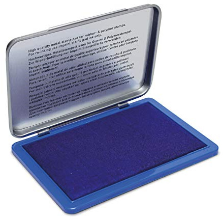 Trodat 9071M Imprint, Cuscinetto imbevuto di Inchiostro di Colore Blu a base acqua, per Timbri Manuali, per Formati Medio-Piccoli, Misura 90 x 50 mm, Struttura in Metallo e Plastica