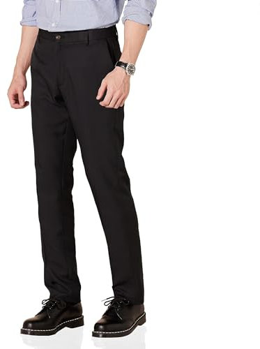 Amazon Essentials Men's Slim-Fit Flat-Front Dress Pant, Black, 34W x 28L