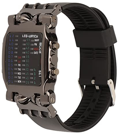 Focket Binary Watch, Krabbenform Bunte LED Uhr Coole Digitaluhr mit Silikonband, wasserdichte Armbanduhr Herren klassisch kreativ Mode schwarz plattiert elektronische Uhr für Männer Gesch