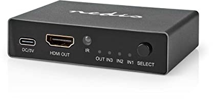 Nedis HDMI Schalter | 3-Port Port(s) | 3X HDMI Eingang | HDMI Ausgang | 8K@60Hz | 45 Gbps | ferngesteuert | Aluminium | Anthrazit