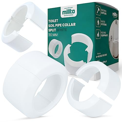 Millto™ Toilet Connection Rosette Folding Rosette 110 mm 2-Piece Toilet Spigot Cover Rosette White Toilet Rosette Sewer Pipe Cover Element