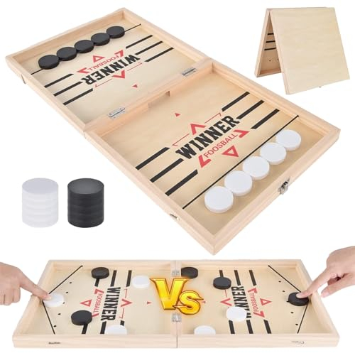 Tischfußball Gewinnerspiel, Hockey Brettspiel, Brettspiel Hockey, Fast Sling Puck Game, Katapult Brettspiel, Brettspiel Portable, Board Games aus Holz Brettspiel, Lernspielzeug Brettspiel ab 3 Jahre