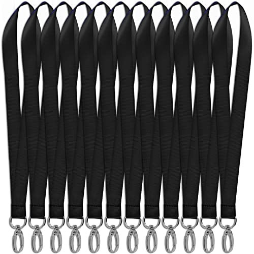 12 Stück Schlüsselband Schwarz 45cm, Hochwertig mit Metallhaken Lanyard Schlüsselband, Schlüsselbänder Geeignet zum Aufhängen von Studentenausweisen, Arbeitsausweisen, Ein- und Ausreiseausweisen Usw
