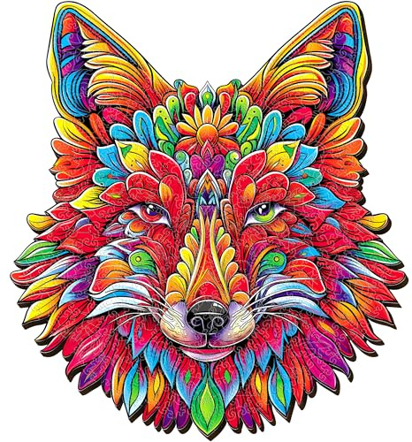 ESC WELT Puzzles en Bois Mandala de Renard 200 pièces - Jeu d'esprit Captivant pour Les Adolescents et Les Adultes - Jouet éducatif Amusant et Respectueux de l'environnement - Casse-tête en Bois