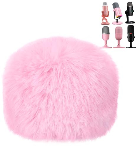 WIBOND Mic Foam Cover with Furry Windscreen Muff Windshield Compatible for Yeti, Yeti Pro, Yeti Nano, A8M, SoloCast, Razer Mini, Razer X, Razer Seiren V2 Pro and Normal ASMR USB Mics (Pink)