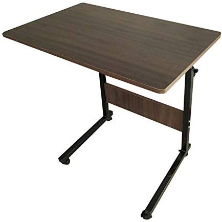 Table de lit réglable avec roulettes pour canapé et lit - Hauteur réglable - Table de travail pour ordinateur portable - Table de lit mobile pour multi-usage - Finition grain de bois noir - 60 x 40 cm