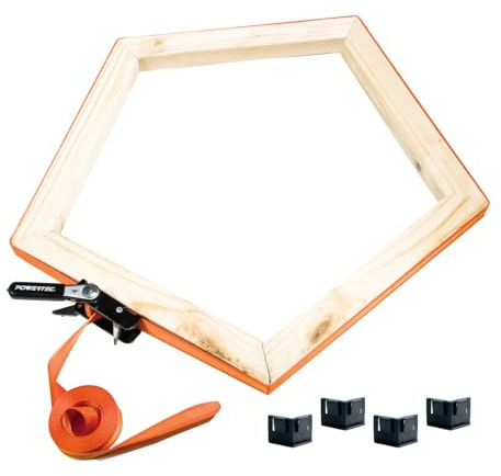 POWERTEC Lot de 1 collier de serrage réglable pour le travail du bois – Collier de serrage réglable avec poignée à cliquet, coins non marquants, capacité de 453,6 kg, 1 pièce (72071)
