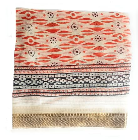 KGM tillbehör ny extra stor indisk bomull guld Lurex handblock tryckt sarong scarf sjal strandsjal pareo, Orange, XL