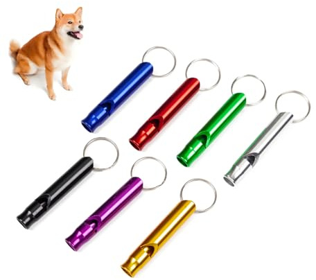7 Pcs Dog Whistle for Recall Training, Adjustable Frequency Dog Whistle to Stop Barking, Professional Dog Training Whistle with Metal Keychain for All Breeds, Puppy Recall & Behavior Control