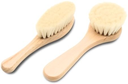 DOJA Barcelona Cepillo Madera para Masaje Bebe - Pack 2 - Efectividad en el Cuidado del Cabello, Cerdas Extremadamente Suaves; Cepillo Bebe Recien Nacido y Cepillo para Pelo con Facilidad de Uso