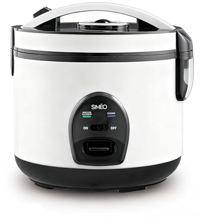 SIMÉO Cuiseur à Riz - 700W - Capacité 3L - Cuve Épaisse Amovible - Valve Vapeur Amovible - Maintien au Chaud Automatique - Panneau de Commande Intuitif - Blanc