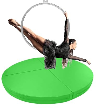Pole-Dance-matta, rund Aerial Hoop fallskyddsmatta för hemmagymmet – 120/140/150/160/180/200 cm Pole-Dance och yogamatta, 3/5 cm tjockt säkerhetsskydd, grön (120 cm x 3 cm, 4