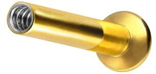 PIERCINGLINE Piercing Stecker Titan Triple Piercing Mini Labret mit Innengewinde ohne Kugel Goldfarben Stablänge: 4mm