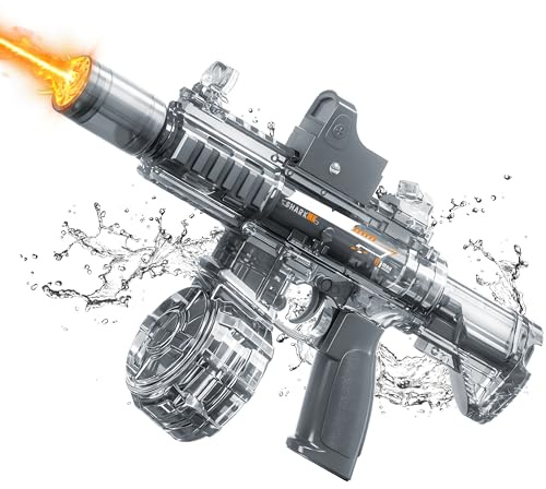 Pistola de agua eléctrica automática para adultos y niños, con LED y sonido de clic, gran capacidad, autoaspiración, a prueba de fugas, semitransparente, ultralarga espera, para piscina, playa y