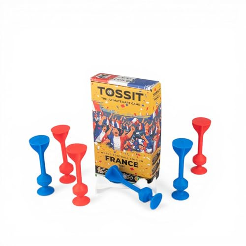 TOSSIT Gioco di Lancio Divertente con ventosa, Interni Esterni, Si Attacca a Muri/Finestre, Alternativa Freccette, Bocce, Pétanque, Famiglia, Amici, Starter Pack, World Football Edition, France