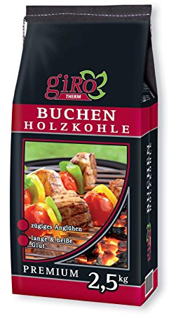 5 kg (2x 2,5kg) giRo Buchengrillkohle Holzkohle Buche Grillkohle Buchengrillholzkohle Premium