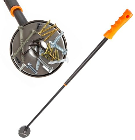 Telescoping Magnetic Pickup Tool - 40-Inch Magnet Stick with 50lb Capacity to Safely Retrieve Nails, Screws, and Metallic Objects by Stalwart (Orange)