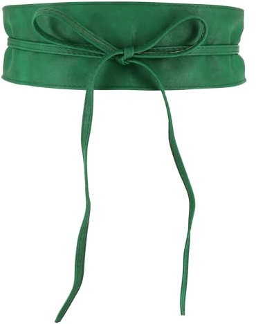 FASHIONGEN - Cintura Obi da donna, cintura Obi larga, similpelle in Poylurethane, alta qualità, MICA - verde, L-XL