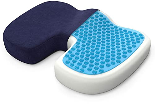 Coussin Ergonomique Assise et Coccyx en Mémoire de Forme - Coussin Orthopédique pour Chaise Bureau, Fauteuil et Voiture Conducteur - Soulage Sciatique et Lombaire - Coussin de Chaise Large, Bleu