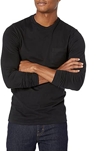 Amazon Essentials T-Shirt à Manches Longues Coupe Ajustée Homme, Noir, S