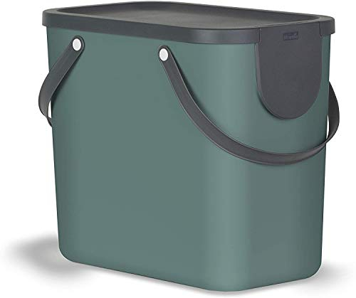 Rotho Albula Système de séparation des déchets 25l pour la cuisine, Plastique (PP) sans BPA, vertfoncé/anthracite, 25l (40.0 x 23.5 x 34.0 cm)