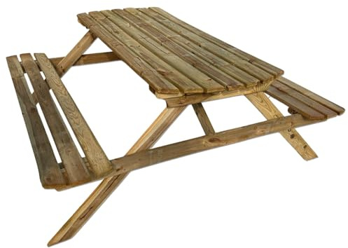Panca da picnic in legno Agad, resistente 6 posti, trattata a pressione, per giardino, parcheggio all'aperto, barbecue 1,5 m, 1,8 m