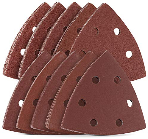 Navaris 100x Klett Delta Schleifpapier für Dreieckschleifer - 40-400 Körnung - 93 x 93 x 93mm - Dreieck Schleifblatt Set für Deltaschleifer