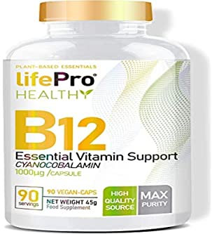 Life Pro Health vitamina B12 vegana – Vitamina B12 1000 mcg de alta asimilación – B12 Vitamin cianocobalamina para el aporte necesario del organismo - 90 cápsulas veganas