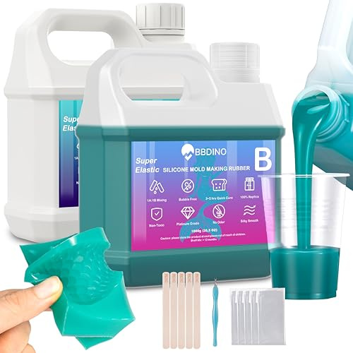 BBDINO Superelastisk silikonform tillverkningskit 2,00 dl, flytande silikon för mögeltillverkning, 1:1 blandning med volym idealisk för gjutning 3D-hartsformar | silikonformar jade grön
