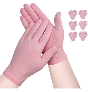 Donfri 6 Paar Baumwollhandschuhe Neurodermitis Arbeitshandschuhe Dünn Schutzhandschuhe Feuchtigkeitsspendende Handschuhe für Trockene Hände, Ekzeme, Schönheit