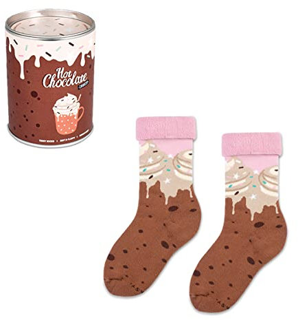 ZOOKSY - Unisex julstrumpor - glada och färgglada mönster, komfort och stil för herr och dam, utmärkt val för julklappar, festlig design, Varm choklad, 30-35