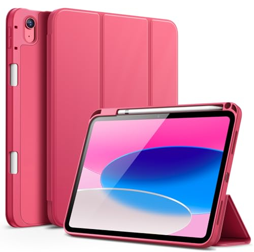JETech Case for iPad (A16) 11th/10th Generation (2025/2022) with Pencil Holder, Slim Tablet Cover with Soft TPU Back, Auto Wake/Sleep (Pink)