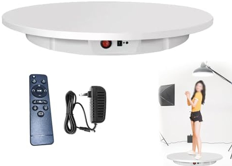 Hydravex Piatto Girevole Elettrico per Fotografia, Espositore con Rotazione Automatica A 360° con Controllo Remoto, Carico 100Kg, Piattaforma Girevole Automatica 42Cm/60Cm,White-42CM