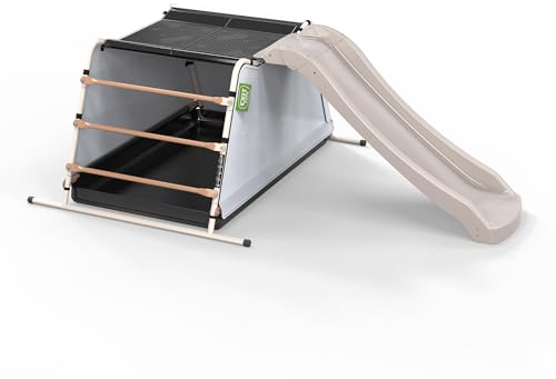 EXIT Toys My First Multiplay - Tobogán con Tienda de Juegos/Casita para Niños Pequeños - Interior y Exterior - Marco de Acero - Inoxidable - Peso Ligero - Larga Durabilidad - 178x116x64cm - Pastel