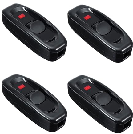 ZHIQIN 4 interruttori a cavo, 2 poli, 250 V/10 A, per piccoli dispositivi o lampade, colore nero