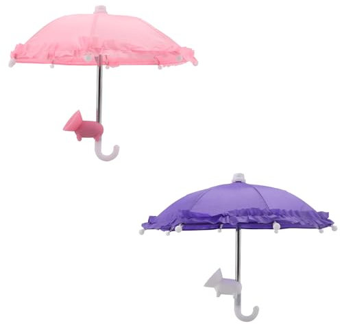 KOOTAU 2 Sets Phone Umbrella, Pink/Purple Lace with Suction Cup, Universal Adjustable Sun Shade Cover for Phone