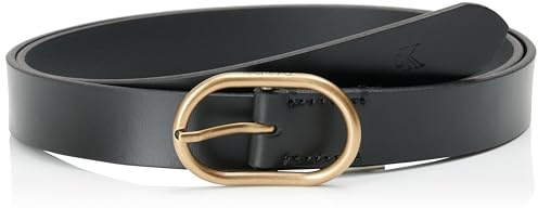 Calvin Klein Damen Gürtel Casual Center Pin Buckle 2,5 cm Ledergürtel, Schwarz (Black/Tumbled Gold), 130 cm
