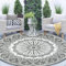 Cekene Large Outdoor Rug Round 240cm Grey Reversible Garden Rugs Waterproof Plastic Easy Clean Area Floor Mat for Outdoors Patio Garden RV Trailer Backyard Deck Picnic Beach