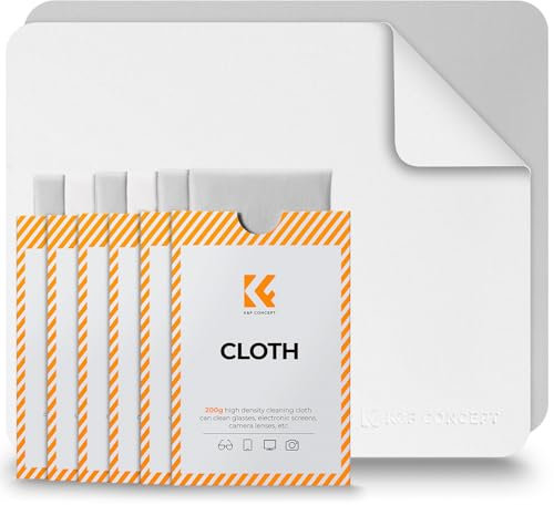 K&F CONCEPT Chiffons de Nettoyage en Microfibres, Chiffons de Nettoyage pour Lentilles d'Appareil Photo, Lunettes, écrans, Appareils Photo, Tablettes, 6 PCS (15 x 18 cm)