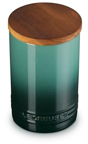 Le Creuset Signature Salt Cellar and Storage Canister with Wood Lid, 26 oz., Artichaut