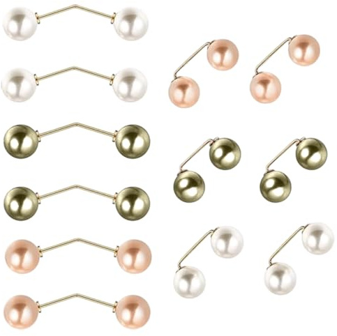 OUDQFCJ 12 Pcs Doppel Faux Perlen Brosch, Kragen und Schal Clip, Doppelköpfige Perlen Cardigan, Ausschnitt Brosch, Pullover Kleidung, Sweater Shawl Clip