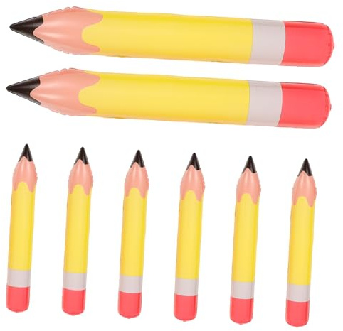 FUNNETOYU 8 St Uppblåsbara Jättestora Pennor i PVC Realistisk Design Blåsa Hållbara Dekorationspennor för Skolstart Temafester Bärbara Roliga Bakgrundsdekorationer