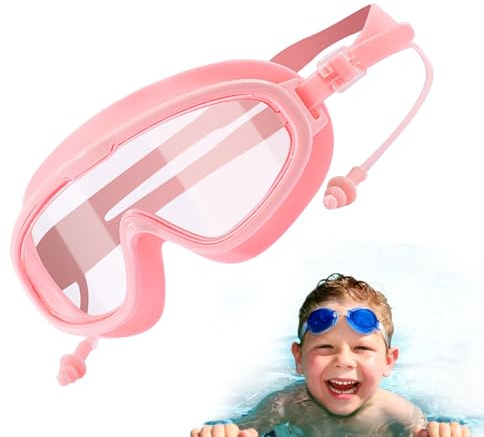 Goggles per bambini, occhiali da nuoto per bambini - Occhiali da nuoto impermeabile anti-Fog,per sport acquatici per protezione UV con tappi per le orecchie per ragazzi di età compresa tra 3 e 15 anni