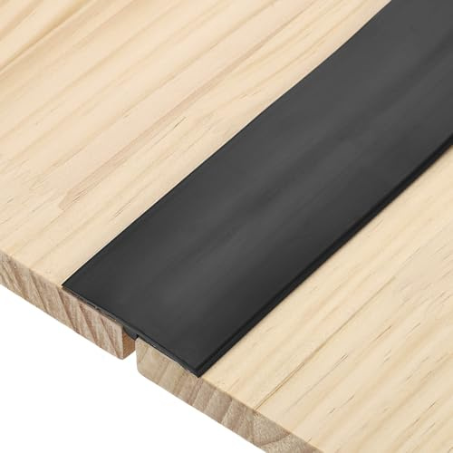 QUARKZMAN Perfil De Transición En Forma De T 1M X 5Cm (L X A) De PVC Para Suelos Con Adhesivo Vinílico Para Cubrir Huecos Entre Suelos En Puertas Y Juntas Color Negro