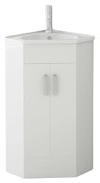 Linx Bathroom Cloakroom Corner Basin Vanity Cabinet Unit High Gloss Double Door White Sink Furniture 500 x 470mm