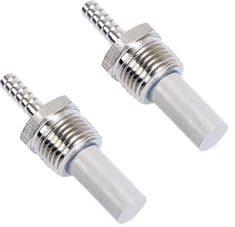 Joywayus 2pcs 0.5 Micron Home Brew Aeration Stone Inline Oxygenation Stainless Steel Diffusion Stone 1/2 NPT Carbonation Stone 1/4 Barb