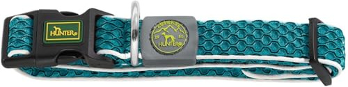 HUNTER Hundehalsung HILO VARIO BASIC, Farbe: türkis, innovatives 3D-Mesh-Material, atmungsaktiv, leichter Kühleffekt bei Wärme, reflektierend, stufenlos verstellbar, angenehm leicht, Größe: M-L