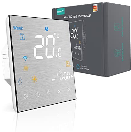 MoesGo Termostato Calefacción WiFi para Caldera,Termostato Inteligente de Ambiente Programmabile con Pantalla Completa,Compatible con Alexa Echo/Google Home,Smart Life/Tuya App
