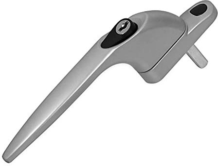 uPVC Universal Window Handle Inline Locking Espag Double Glazing Satin Silver 40mm